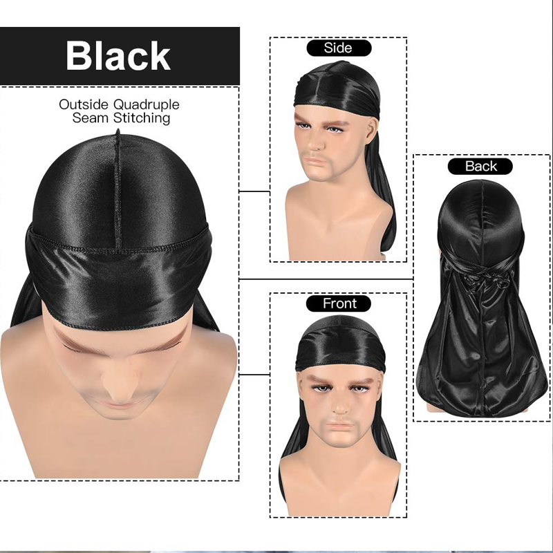 1-4Pcs New silk Durag Bandana  - Bandana Doo Rag 评论和价格