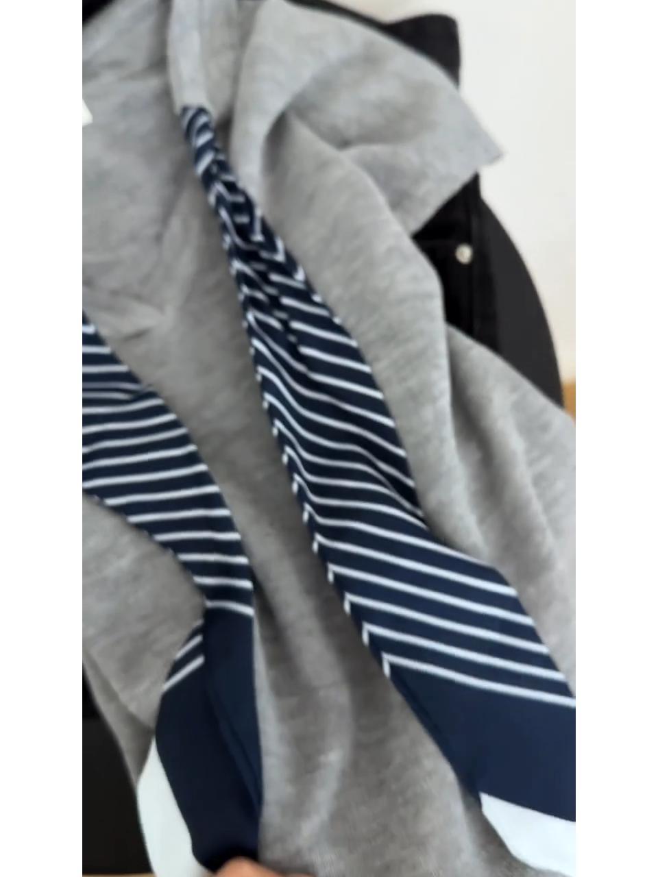 Korean Style Slim Fit Knitted  - Silk Tie Striped 评论和价格