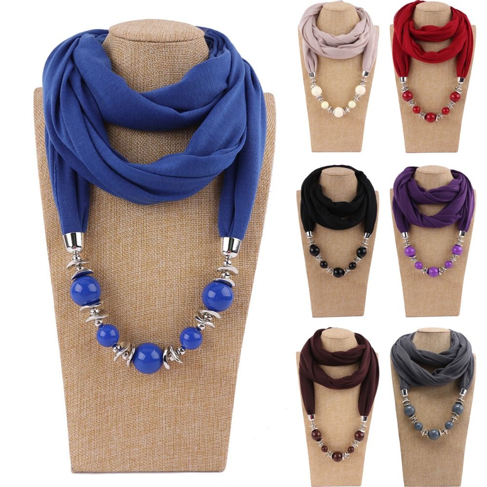 New Chiffon Scarf Beaded Solid - Infinity Scarf Knit 评论和价格