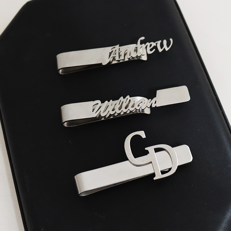 DIY Letter Name Pattern 4.8*0. - Tie Clip Silver 评论和价格